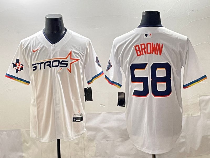 Men Houston Astros 58 Brown White Fourth generation Joint Name 2025 Nike MLB Jersey style 8